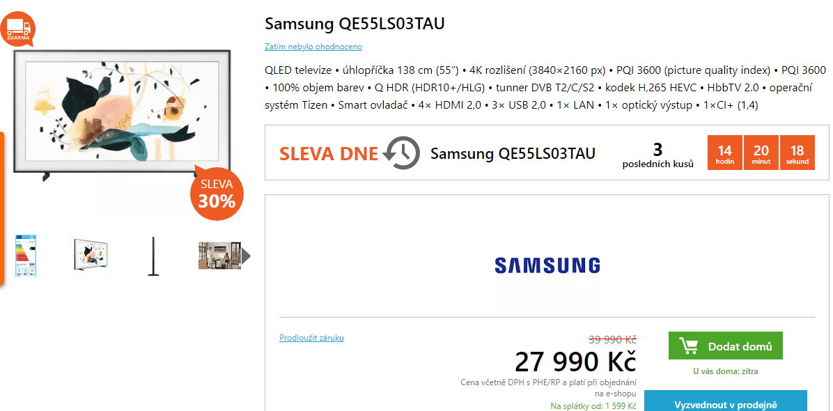 4K QLED, Art Frame TV, 139cm, Samsung