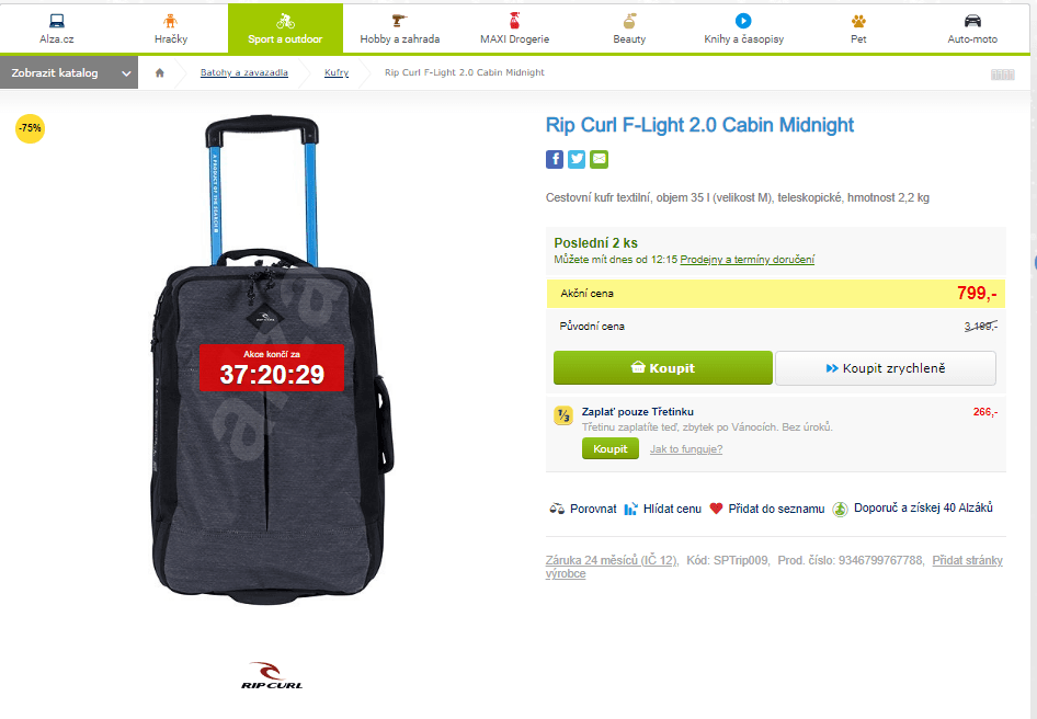 Cestovní kufr Rip Curl F-Light 2.0, 35l