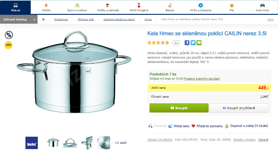 Hrnec se skleněnou poklicí Kela 3.5l