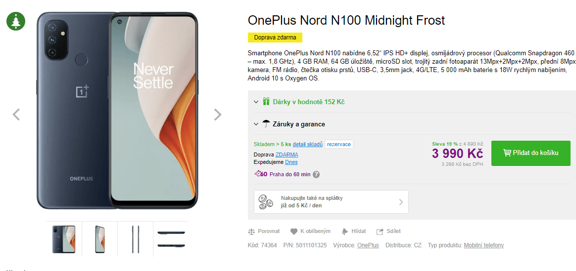 OnePlus, 8x 1,8GHz, 4GB RAM, 6,52"
