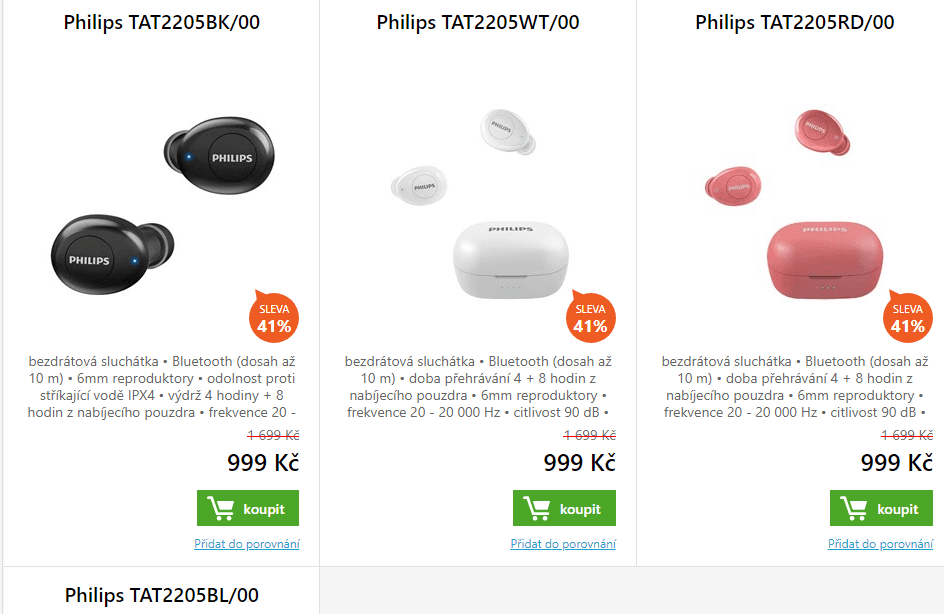 BT sluchátka Philips 2205