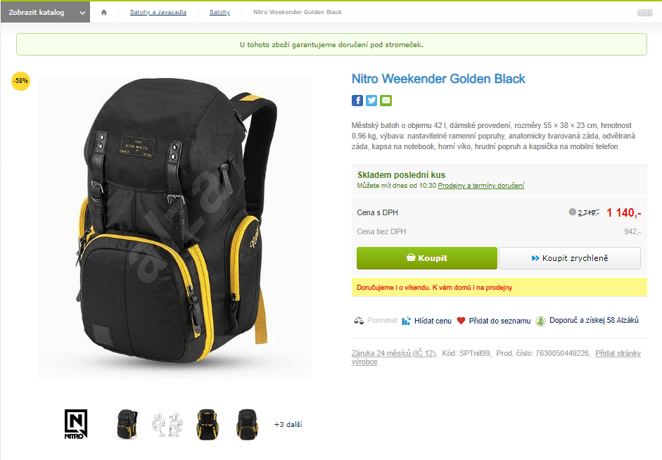 Městský batoh Nitro Weekender, 42 l
