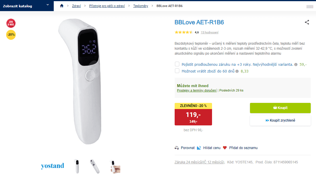 Bezdotykový teploměr BBLove AET-R1B6