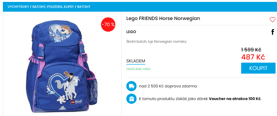 Batoh Lego FRIENDS Horse, 17l., 36x25 