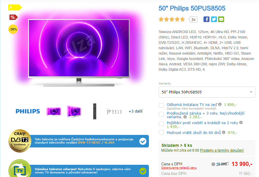 4K Smart TV, Ambilight, HDR, 126cm, Philips