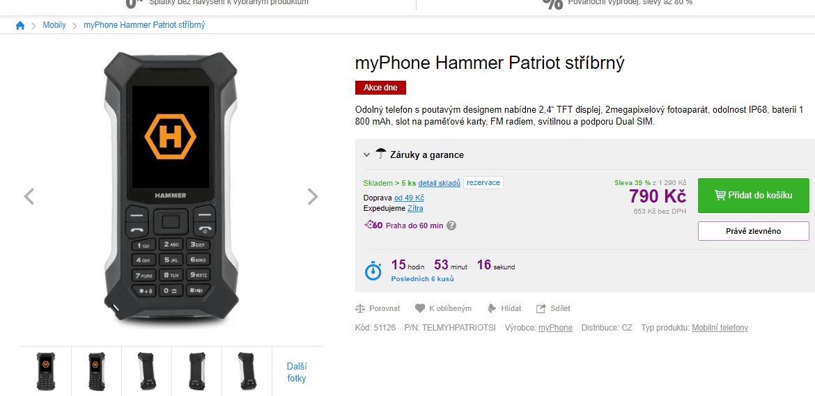 Odolný telefon myPhone Hammer Patriot