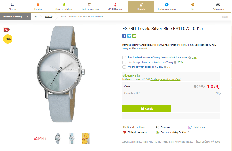 Dámské hodinky Esprit  Levels Silver Blue