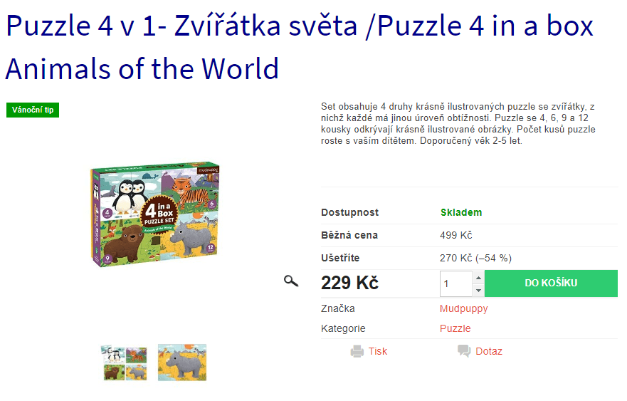 Puzzle 4 v 1 Zvířátka Mudpuppy