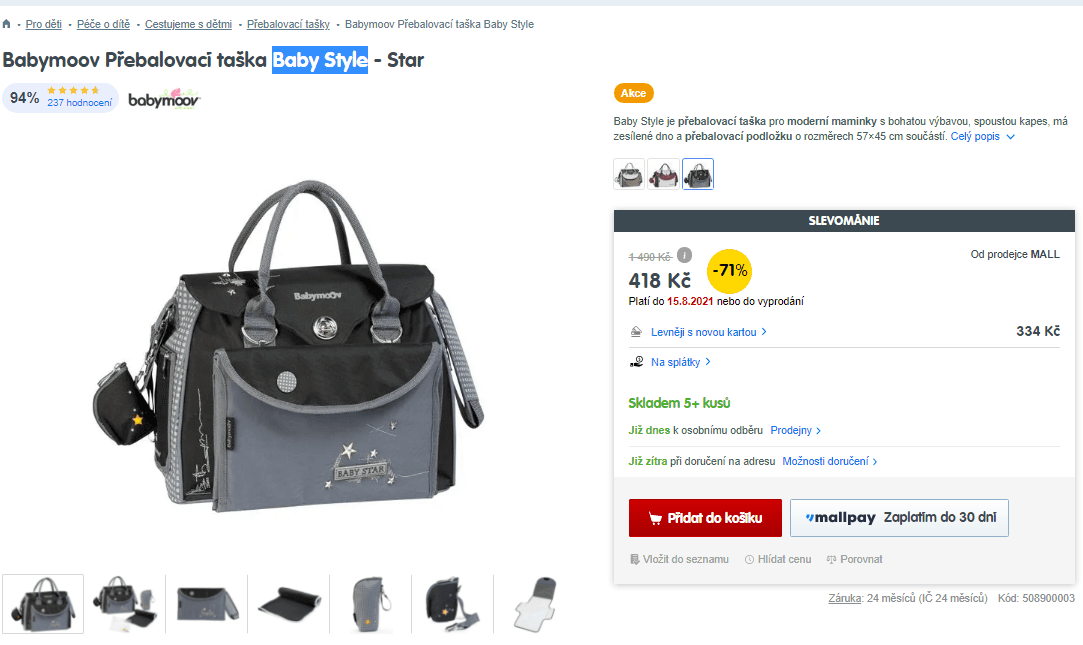 Přebalovací taška Babymoov Style Bag Star
