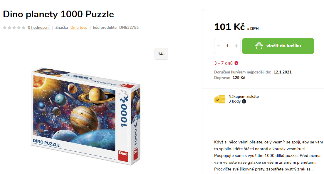 Puzzle Dino planety 1000 dílků