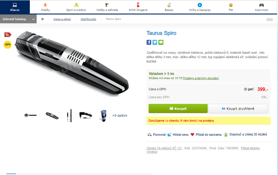 Zastřihovač vousů Taurus Spiro