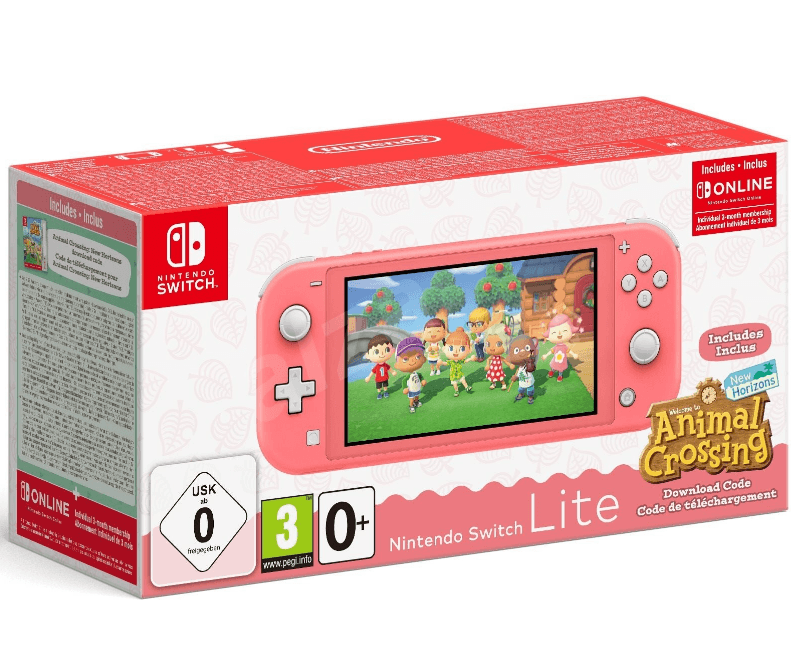 Nintendo Switch Lite - Coral + Animal Crossing