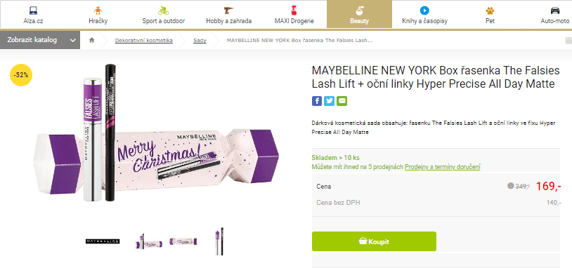 Dárková sada Maybelline (řasenka a linky)