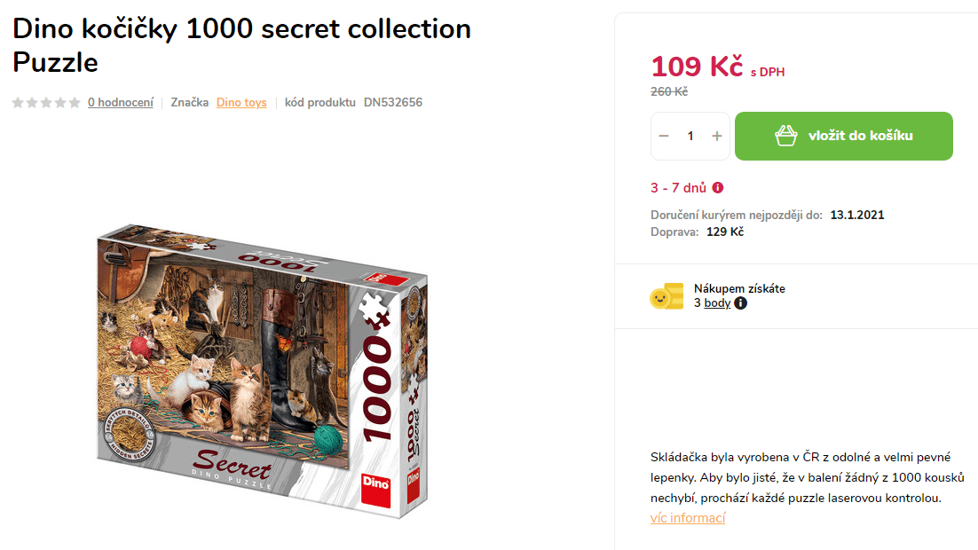Puzzle kočičky secret collection Dino 1000 