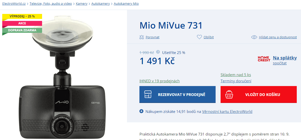 Autokamera Mio MiVue 731