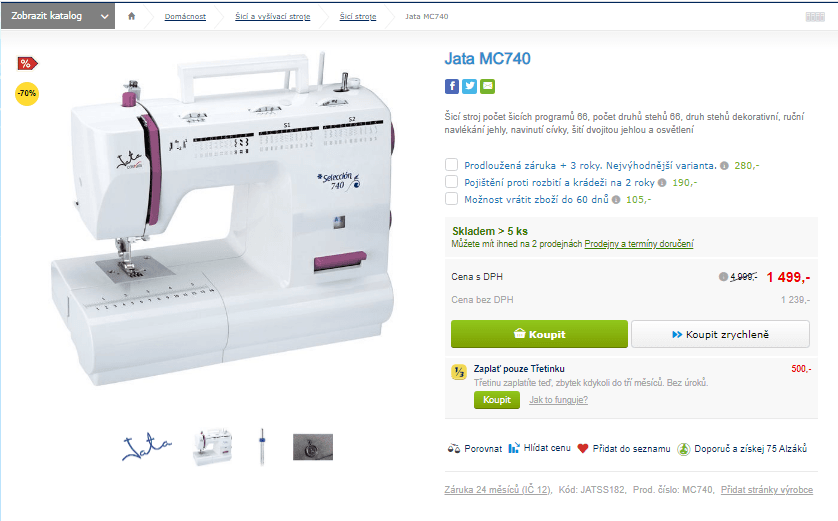 Šicí stroj Jata MC740
