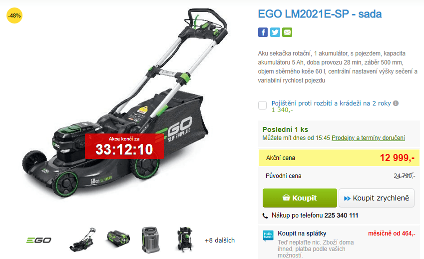 AKU sekačka Ego, 50cm, pojezd, 28min
