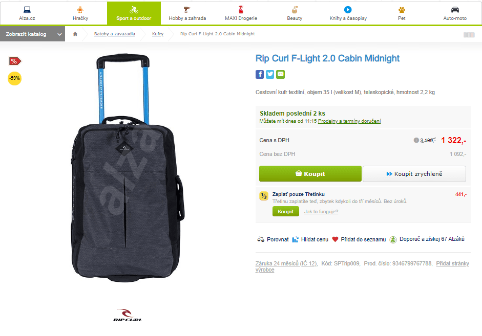 Cestovní kufr Rip Curl F-Light 2.0, 35l