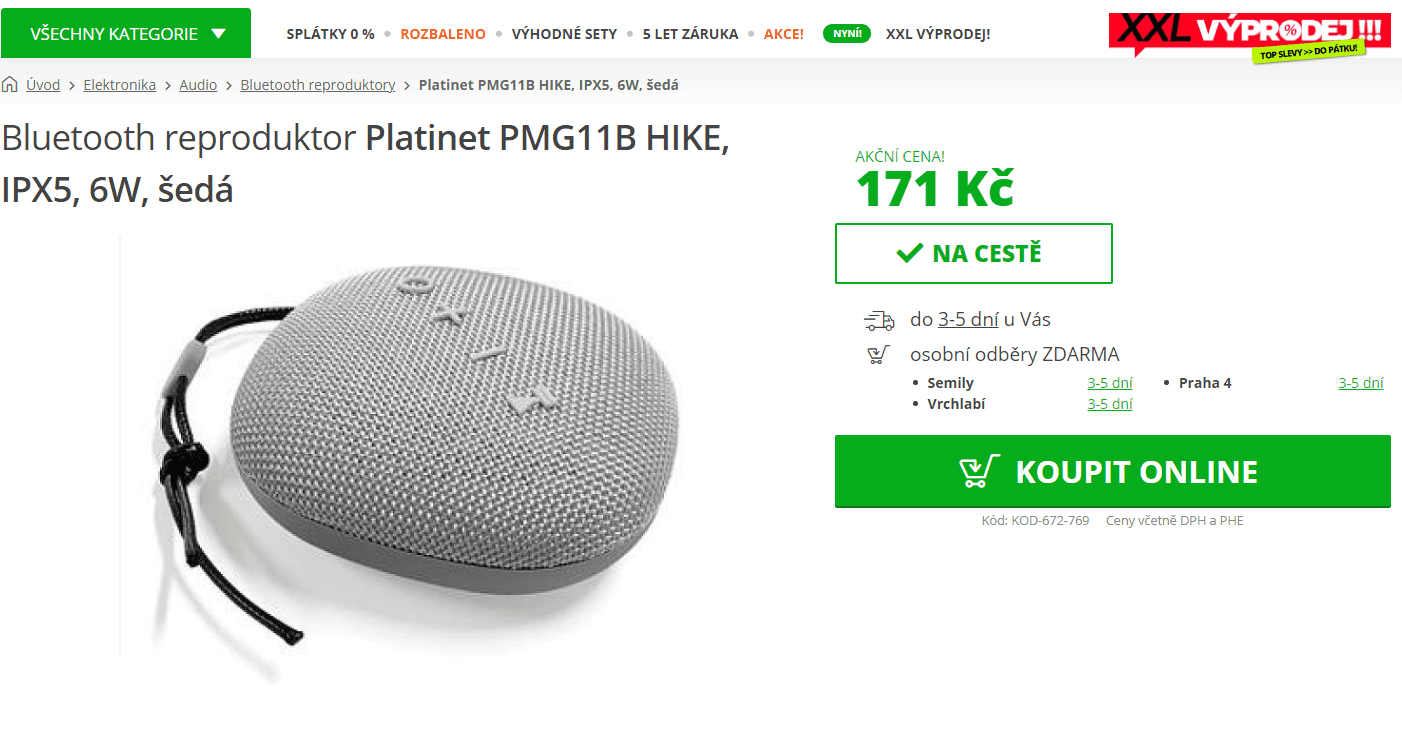 BT reproduktor PLATINET PMG11B HIKE