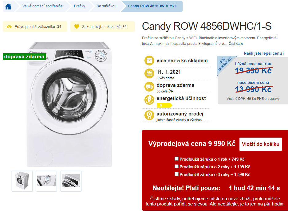 Pračka se sušičkou Candy, 8/6 kg, 1400 ot./min