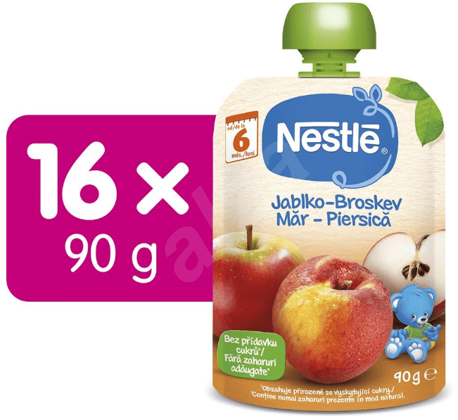 Příkrm Nestlé Jablko Broskev, 16x 90gr