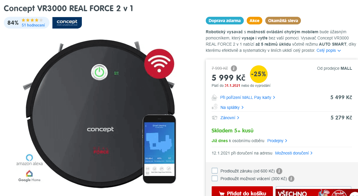 Robotický vysavač a mop Concept