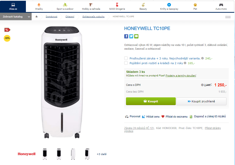 Ochlazovač vzduchu Honeywell