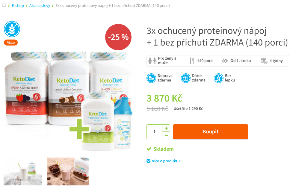 Proteinové nápoje akce 3 + 1 zdarma