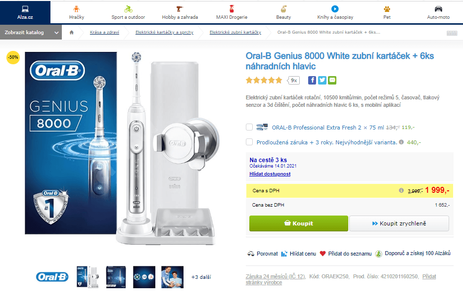 El. kartáček Oral-B Genius 8000 White