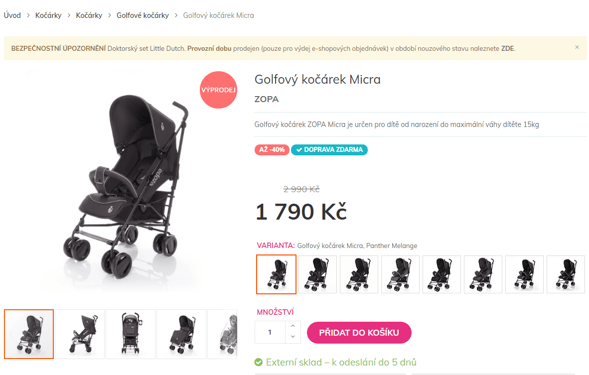 Golfový kočárek Zopa Micra