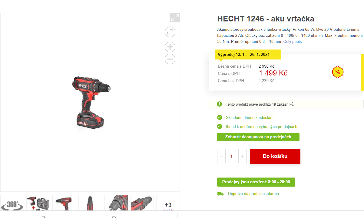 Aku vrtačka/šroubovák Hecht + příslušenství