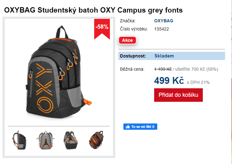 Školní batoh OXY Campus grey fonts