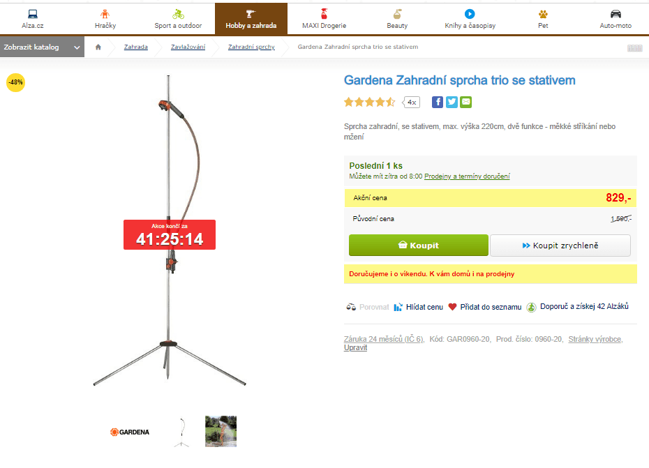 Zahradní sprcha trio Gardena, stativ