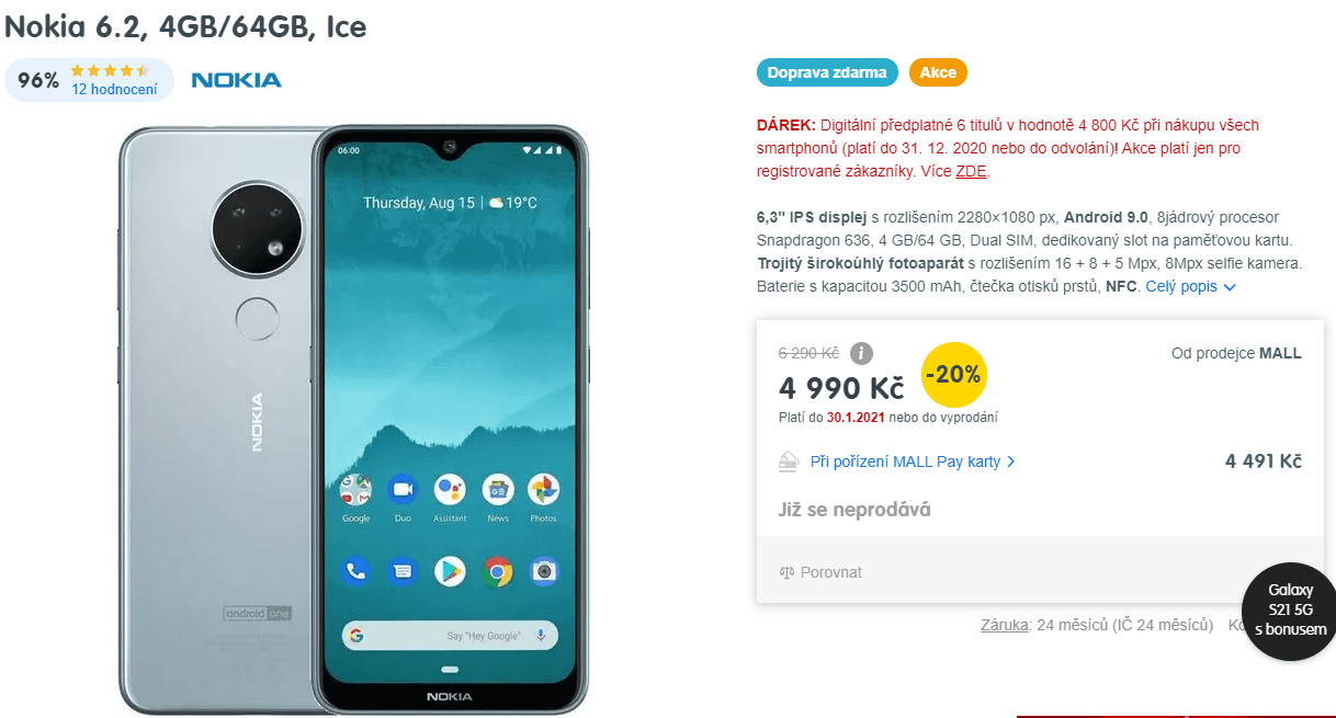 Nokia, 8x 1,8GHz, 4GB RAM, 6,3", NFC