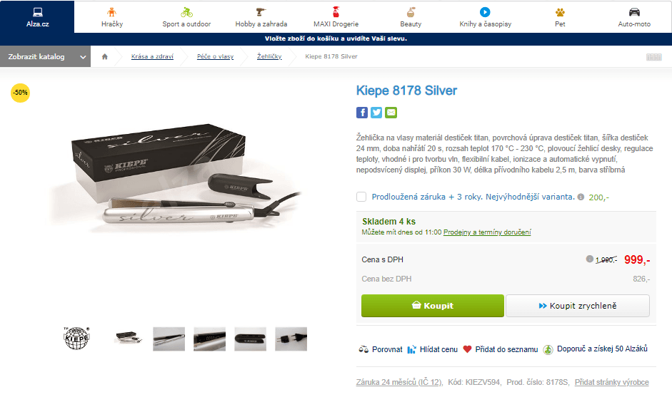 Žehlička na vlasy Kiepe 8178, titan