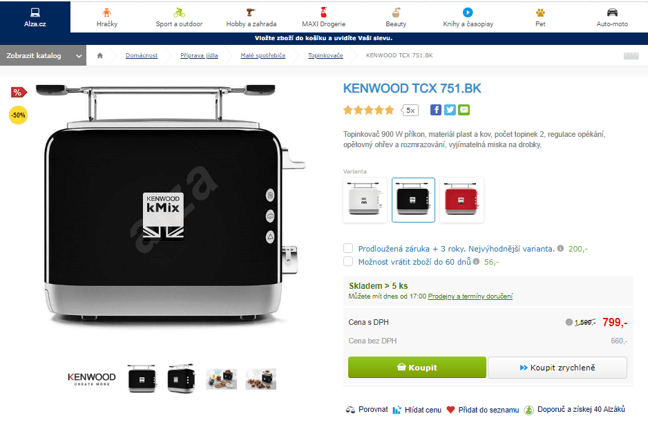 Topinkovač Kenwood TCX 751 BK