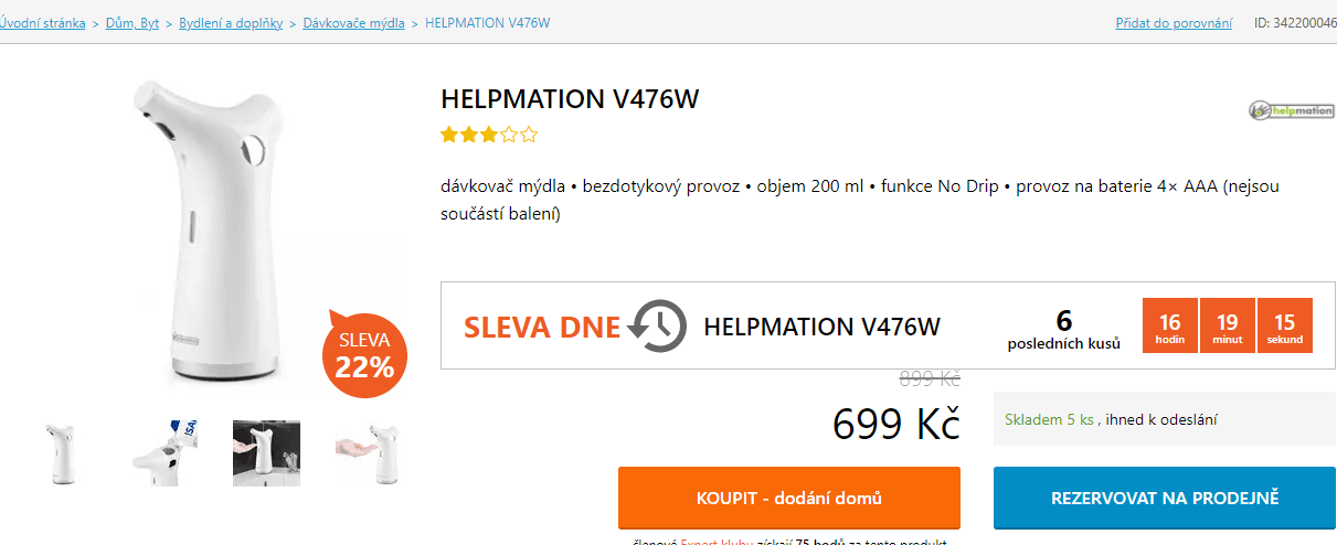Bezdotykový dávkovač mýdla Helpmation