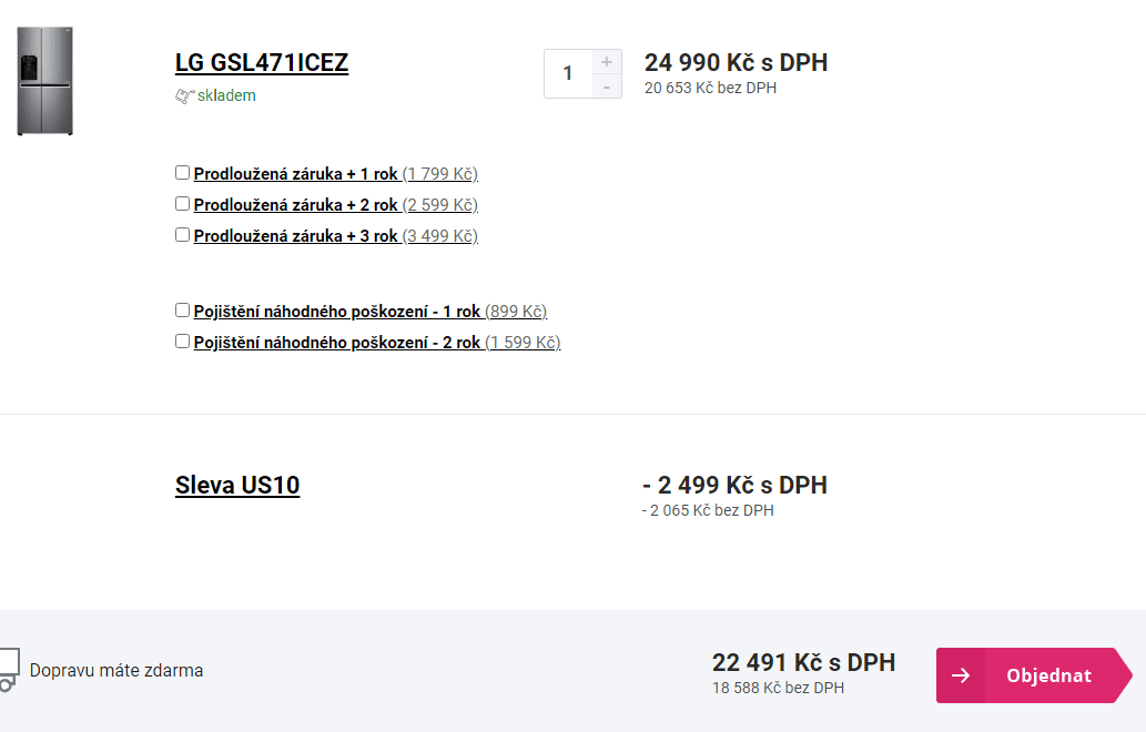 Americká lednice LG, A++, led, 179 cm