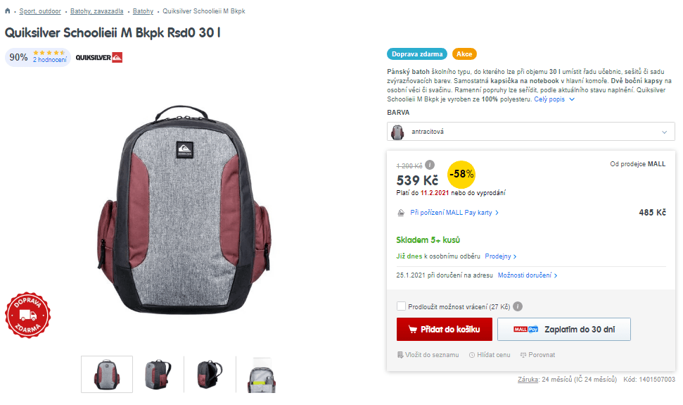 Pánský batoh Quiksilver 30 litrů