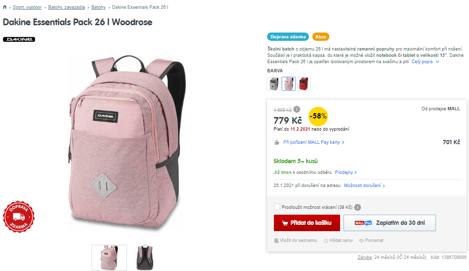 Batoh Dakine Essentials Pack 26 l