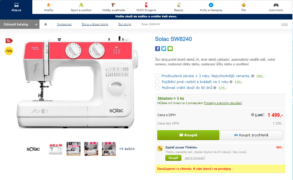 Šicí stroj Solac SW8240