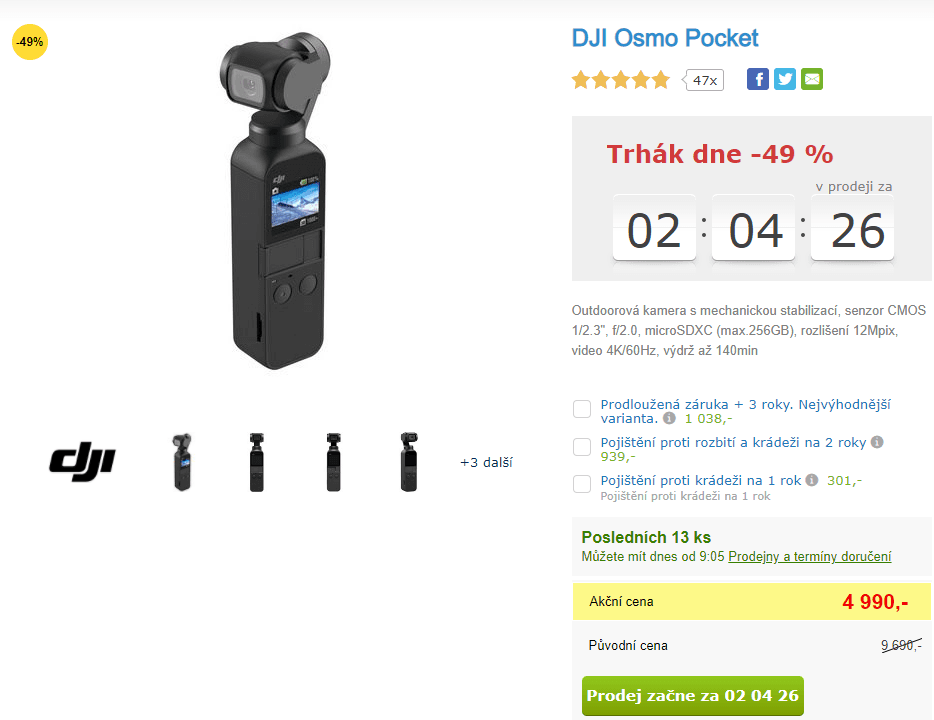 Akční kamera DJI Osmo, stabilizace