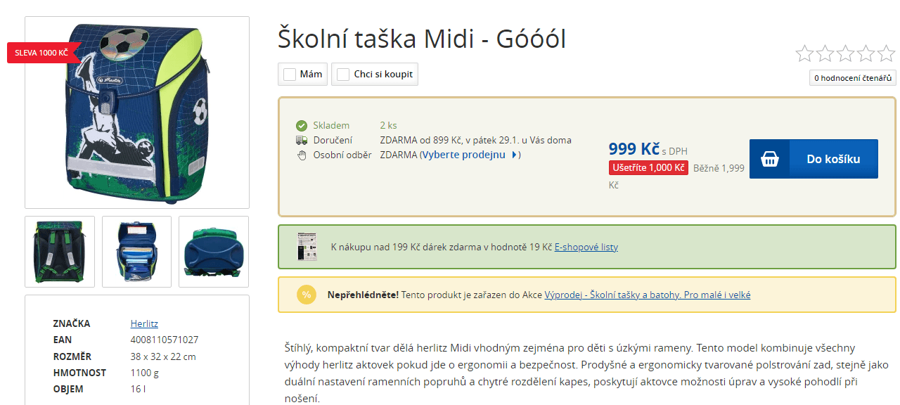 Školní taška Herlitz Midi - Góóól
