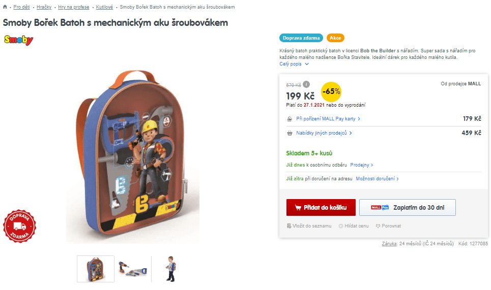 Batoh Bob the Builder s nářadím