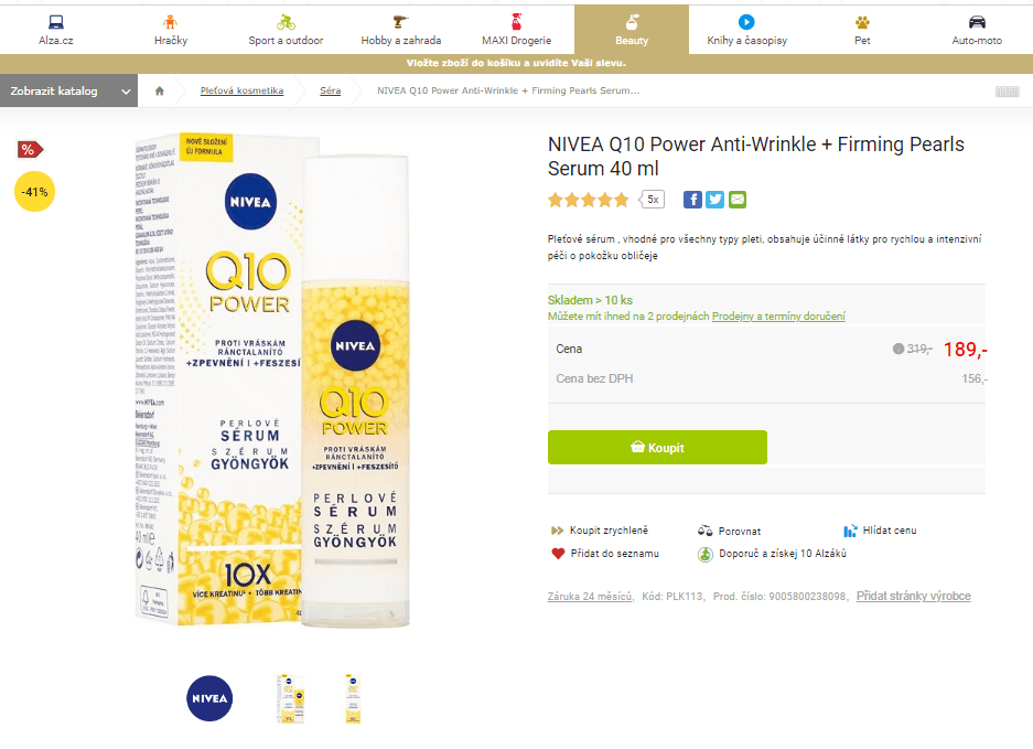 Pleťové perlové sérum NIVEA Q10 40 ml