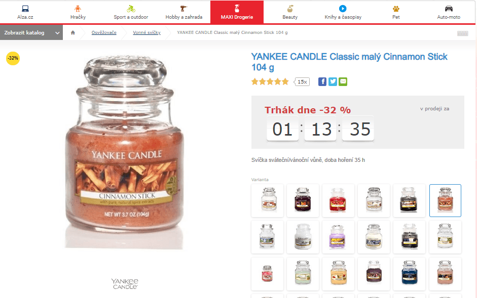 Svíčka Yankee Candle Cinnamon Stick 104 g