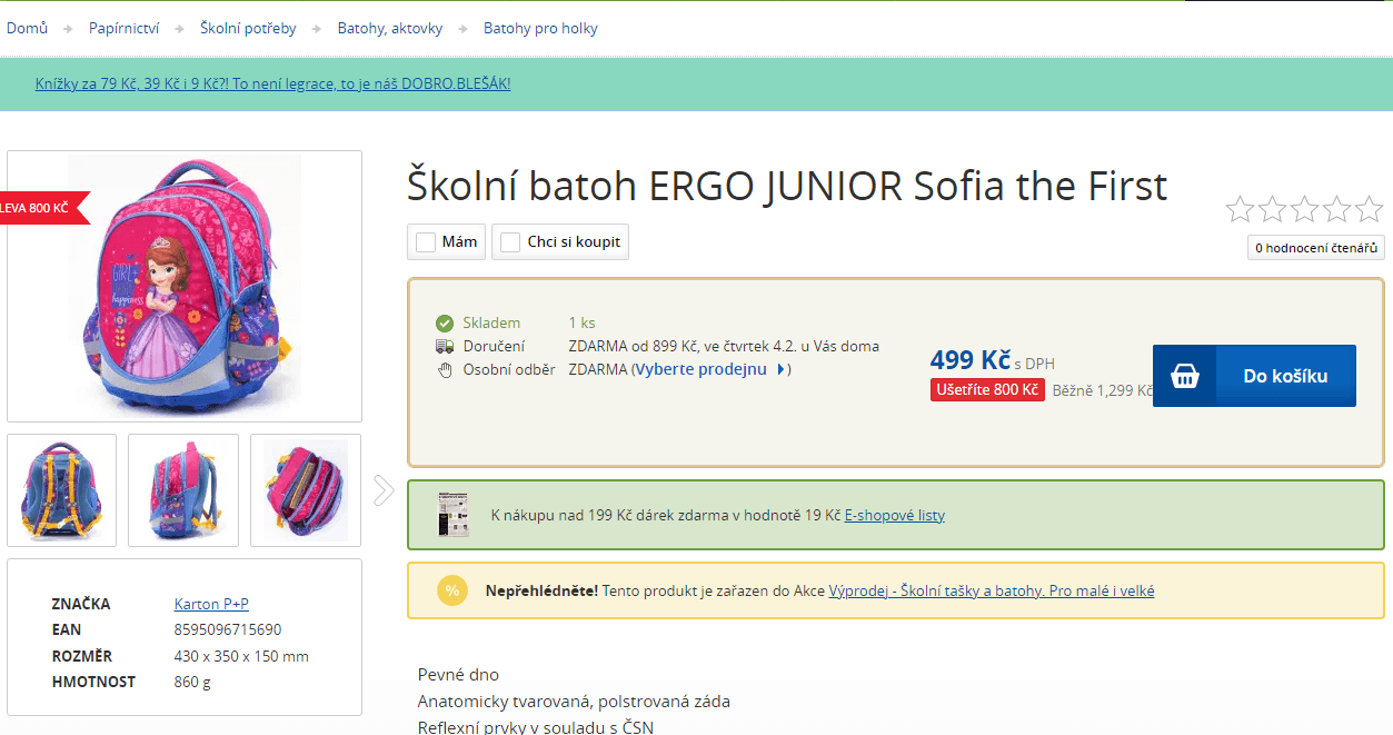 Školní batoh Karton P+P, Sofia the First