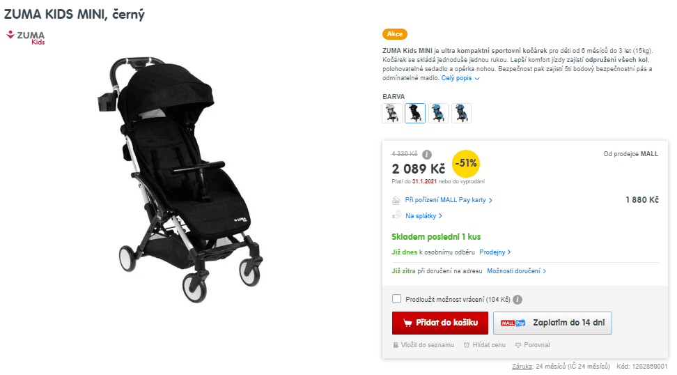 Sportovní kočárek ZUMA KIDS MINI
