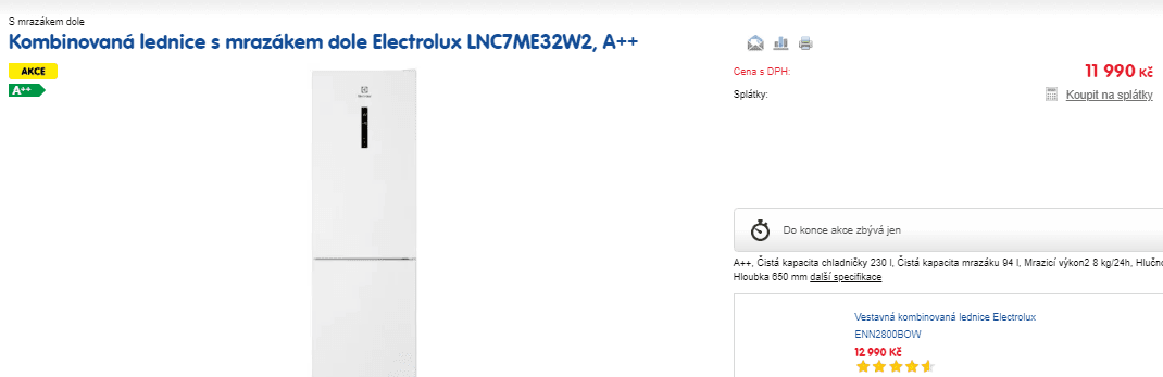 Komb. lednice Electrolux, A++, 302 l