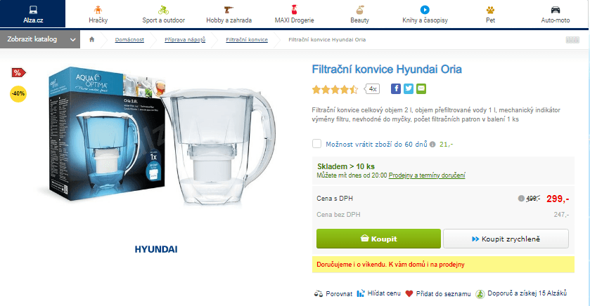 Filtrační konvice Hyundai Oria, 2 l
